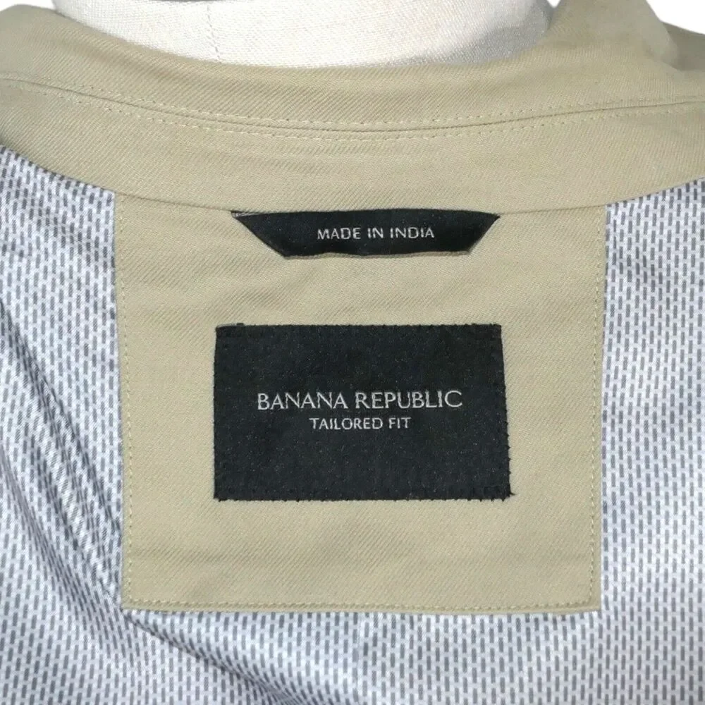 Banana Republic 44R Tailored Fit Tan Color Lined 2 Button Front Pockets Cotton